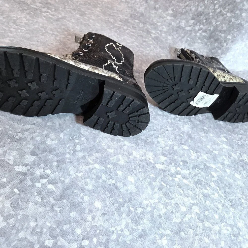 NWT All Saints Leather Snake Skin Embossed Booties Size 39